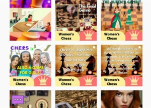 A screenshot of some posts about women's chess from the Women's Chess Guide social media account.