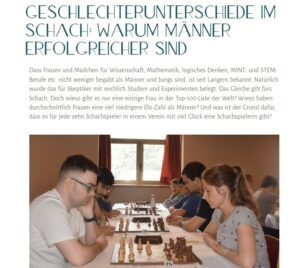 Eine Bildschirmaufnahme von dem Artikel "Geschlechterunterschiede im Schach: Warum Männer erfolgreicher sind".